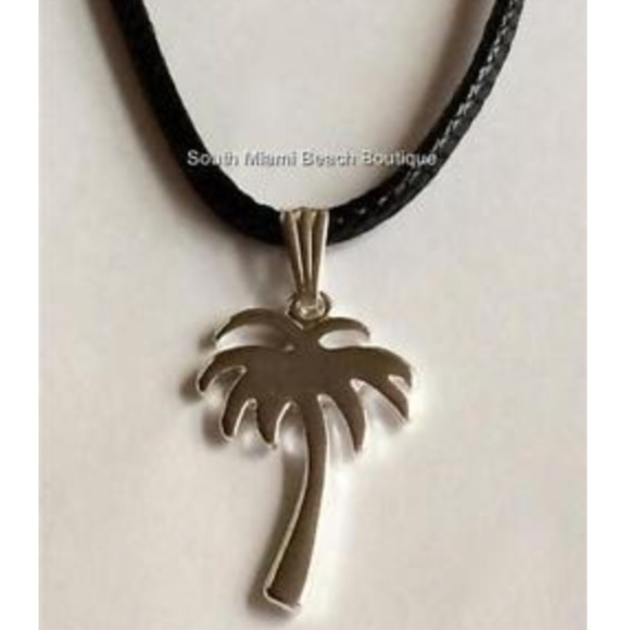 Silver Coconut Palm Tree Necklace Island 17-19" - Picture 1 of 8